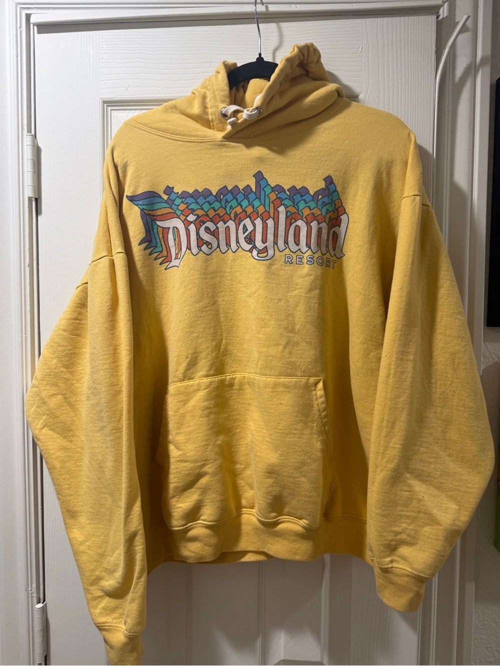 Disney Yellow Pullover Hoodie with Multicolor Graphic
